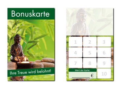 250 Stück Wellness Feng Shui Bonuskarten Treuekarten Massage Kosmetik (BOK-418)