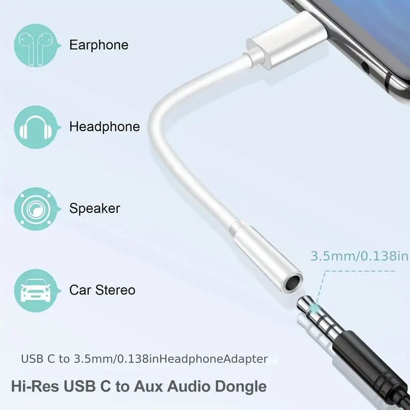Samsung USB Type C TO 3.5mm Audio Jack Headphone Adapter USB-C Cable For S24 S23 - Image 2 of 4