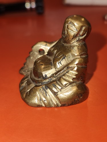 Solid Brass Buddha Pocket Buddha Figurine Statue Carved Etched 1" Tall - Picture 5 of 7