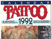 1992 Tattoo Magazine Large Calendar Unmarked VG