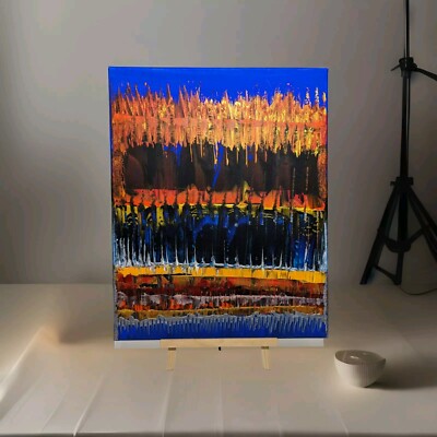 Glowing Vibrant (Vid Uploaded) Cobalt Orig Abstrac Acrylic Painting Canvas 16x20