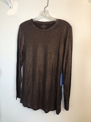 simply vera wang tops medium new womens brown w/copper shine casual party  dinner