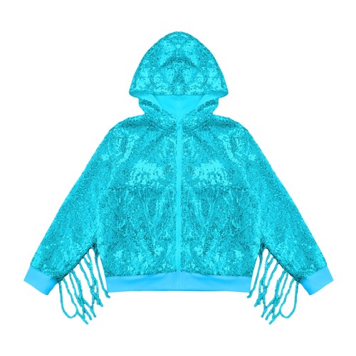 Niños Niñas Ropa Exterior Abrigo Brillante Chaqueta Jazz Manga Larga Lentejuelas Tema Borlas - Imagen 62 de 81