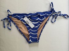 NWT J. Crew M Bikini Bottom Malibu Side-Tie Blue White J0271