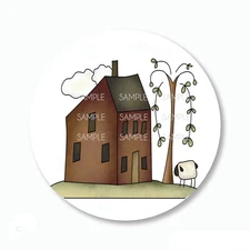 Primitive Country Saltbox House Scrapbook Stickers Country Prim Envelope Seals