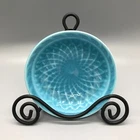 Harlequin Turquoise Basketweave Nut Dish | Vintage Homer Laughlin Fiesta Cousin