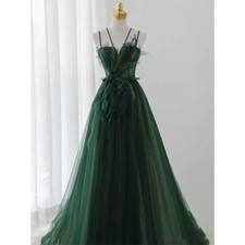 Green Fairy Gown Evening Dress Strapless Adult Debutante Ball Gown A-line