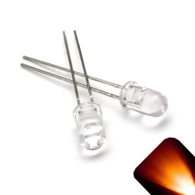 LIGHTHOUSE LEDS 10 x LED 5mm Amber Orange Water Clear Ultra Bright Round Top LEDs Light RC Car