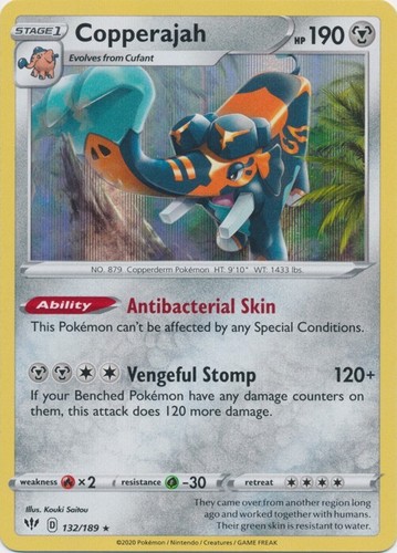 Holo  Copperajah - 132/189 Darkness Ablaze Rare Pokemon TCG