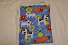 Dog Blanket with White Crocheted Edge