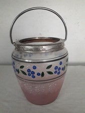 Pot à biscuit ancien émaillé rose