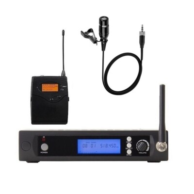 UHF Wireless Lavalier Microphone System Beltpack Cardioid Lav Collar mic Metal