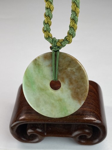 100% Natural Type A Jadeite Jade donut 「BI」pendant J00049 - Picture 4 of 7