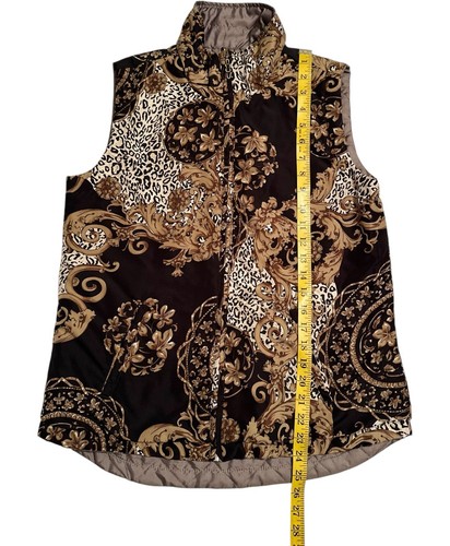 Casual Identity Double Sided Vest Womens Medium Animal Print Floral Lightweight - Picture 13 of 16