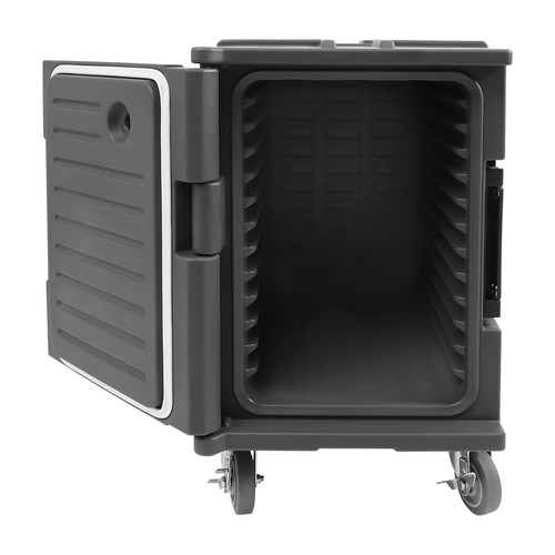 Gray Food Pan Carrier 90L Insulated Front Loader Catering Dish Box w/ Wheels - Picture 14 of 21