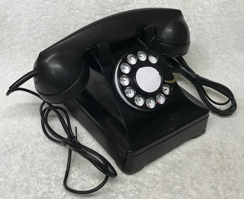 Vintage 1950s WESTERN ELECTRIC 302 BLACK Rotary Dial Desk Table Top Telephone