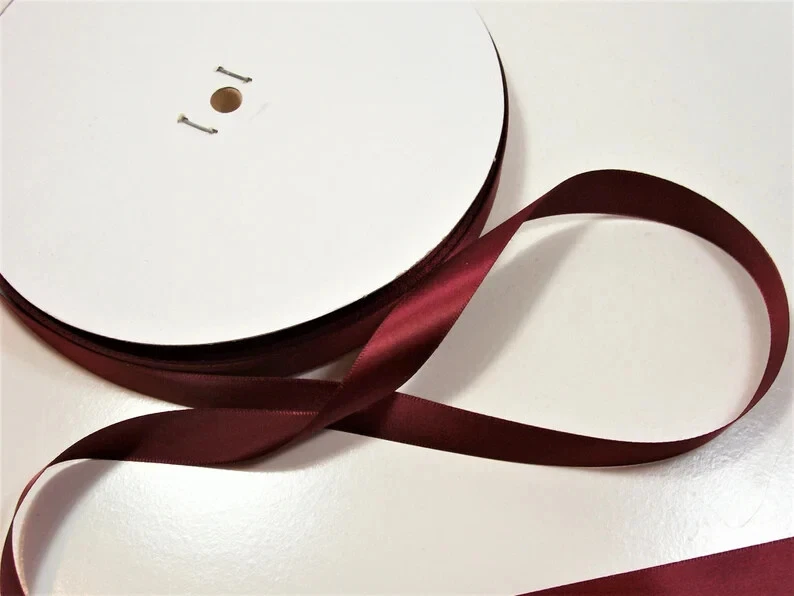 Burgundy Single-Face Satin Ribbon 5/8 inch wide x 10 yards Schiff Beet B7 - Image 3 of 4