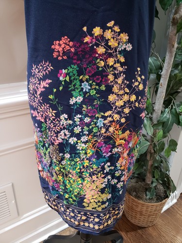 Merona Womens Blue Floral Polyester Round Neck Short Sleeve Knee Length Dress XL - Picture 4 of 11