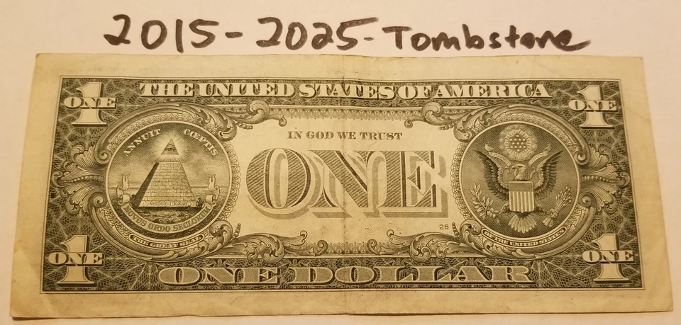 Dual Date 2015 2025 One Dollar Bill Fancy Serial Number 2017 L E Bank Note - Image 2 of 4