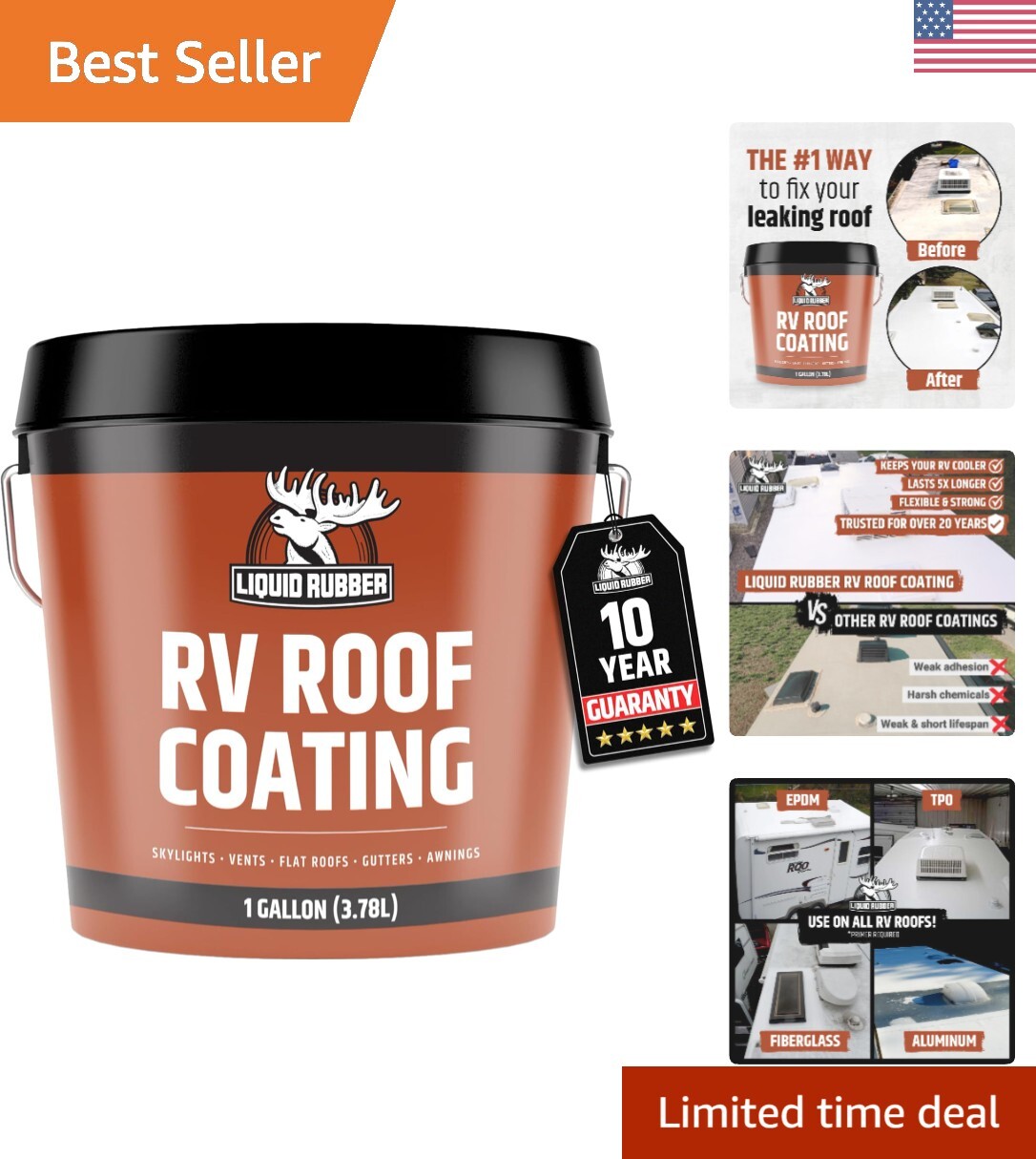 Professional 1-Gallon RV Roof Sealant – Solar Reflective Waterproof Coating