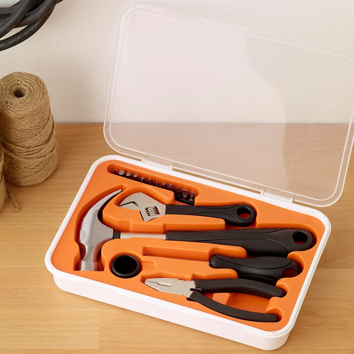 Set Attrezzi Ikea Fixa 17 Pezzi - Martello, Mazzuolo, Utensili Base, Arancione - Foto 11
