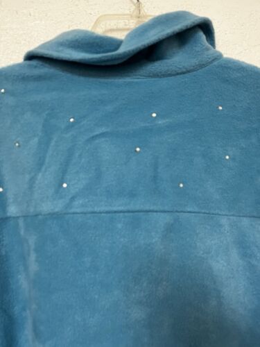 NWT Quacker Factory Rhinestone Zipper Front Fleece Jacket 2X Teddy Fuzzy Blue - Picture 4 of 6