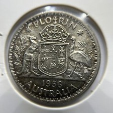 1956 Florin Coin - Choice Uncirculated Lustre Toned - CV$425 George VI Silver