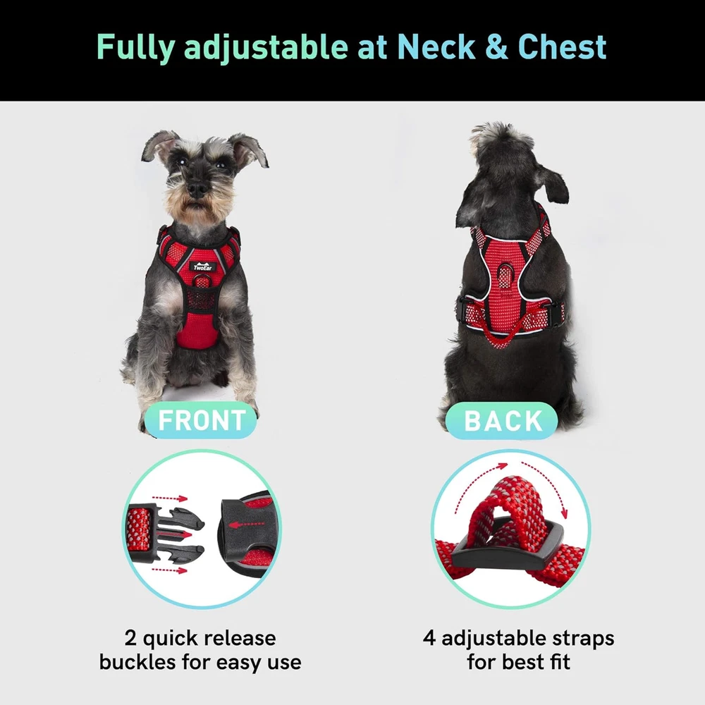 Dog Harness, No Pull Reflective Harness Front Clip Easy Control Handle Adjustabl
