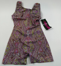 Eurotard Girl Metallic Kaleidoscope Print Gym Leotard Purple Size M NWT