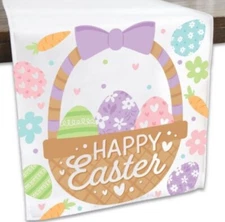 Big Dot of Happiness Spring Easter Bunny - Cloth Table Runner - 13 x 70 inches