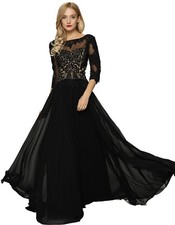 Women's SPECIAL OCCASION Formal SHEER Embroidery Long Evening Gown prom dress