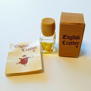 VINTAGE ENGLISH LEATHER COLOGNE SAMPLE BOTTLE 10% Full with BOX & INSTRUCTIONS