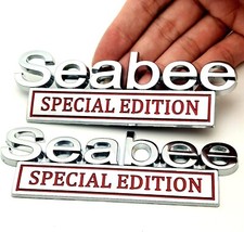 2pcs Seabee SPECIAL Edition emblem Badge Sticker for Universal Silver Red.