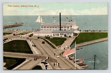 Asbury Park NJ Casino Birdseye View People Boat Pier VTG DB Posted 1911 Postcard