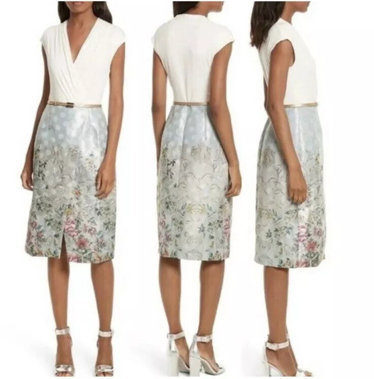 Ted Baker Macal Patchwork Faux Wrap Metallic Flor… - image 6