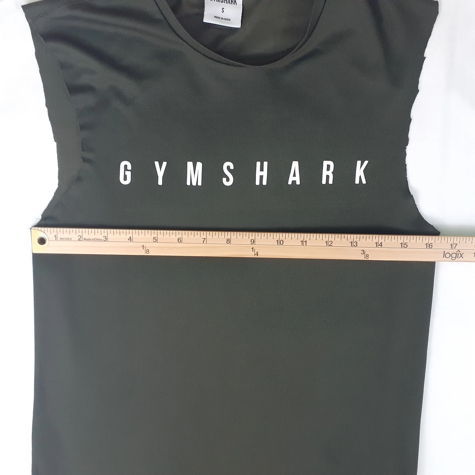 gymshark spell out white logo tee drop arm muscle gym tank-top