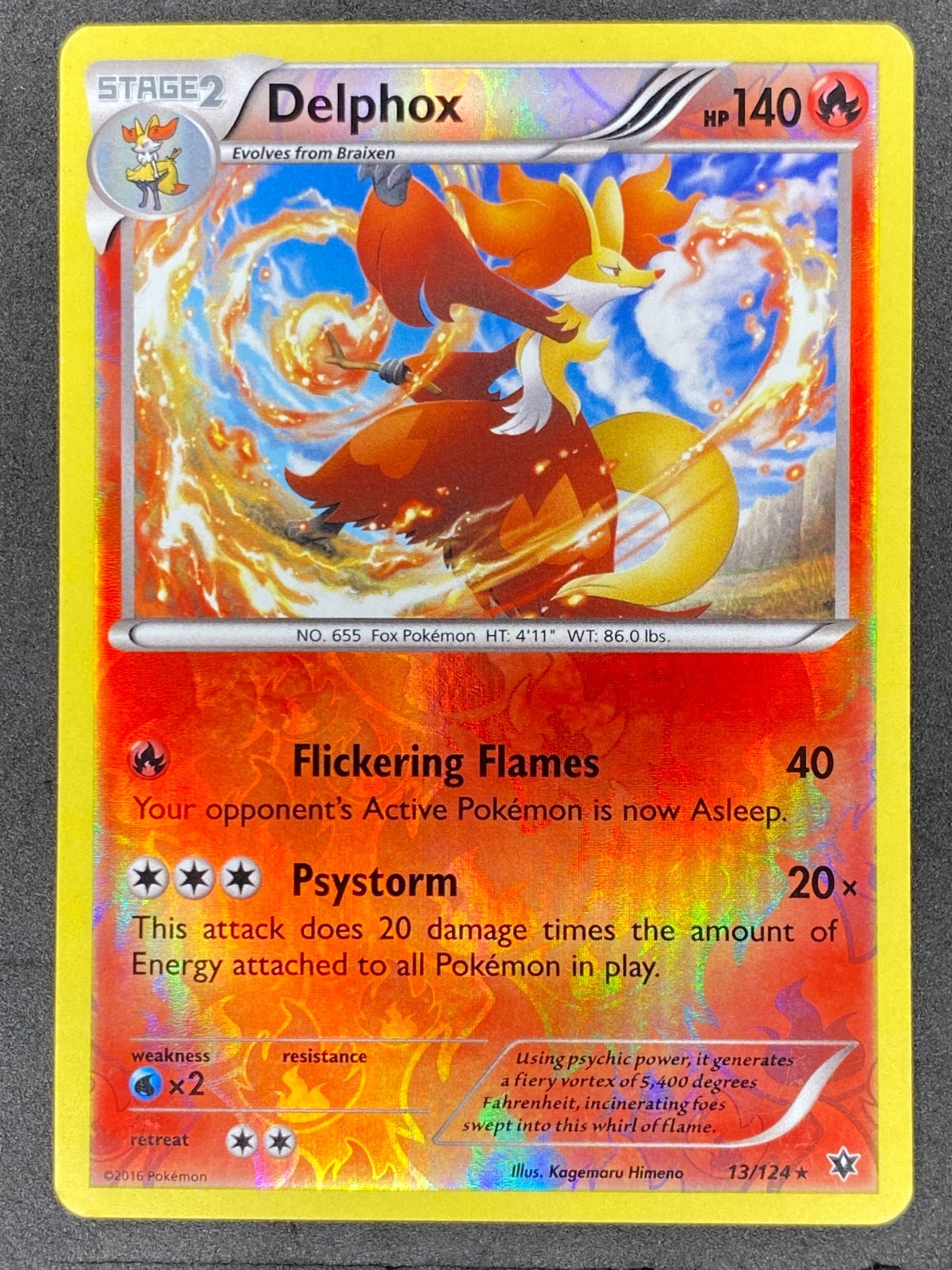 Pokémon Delphox Reverse Holo 13/124 FCO Fates Collide LP/NM
