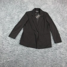 Montgomery Port Blazer Womens Medium Black Stretch One Button Suit Jacket NWT