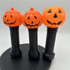 3 Vintage Halloween Blinky Lite Flashlight Jack-O-Lantern Pumpkin Blow Mold 9"