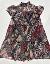 Kate and Lily Women’s Dress Size 4 Paisley Short Sleeve Patchwork Patriot Sheer