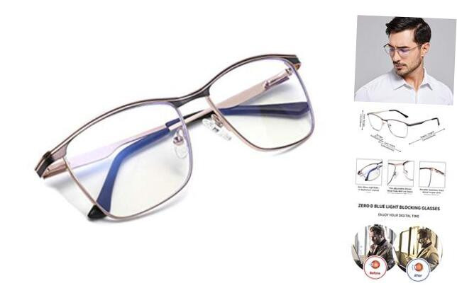 Zéro D Square Blue Light Blocking Glasses for Computer Use in Gold & Black