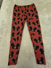 Womens Disney Leggings Size L Mickey Mouse Ear Hat Red Gorgeous Comfortable