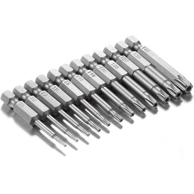 Magnetischer Bitsatz 12-tlg. T-Profil Torx 50mm Schraubendreher Set 1/4''