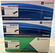 Genuine Lexmark 82K1XC0 Cyan + 82K1XM0 Magenta + 82K1XY0 Yellow Toner Set