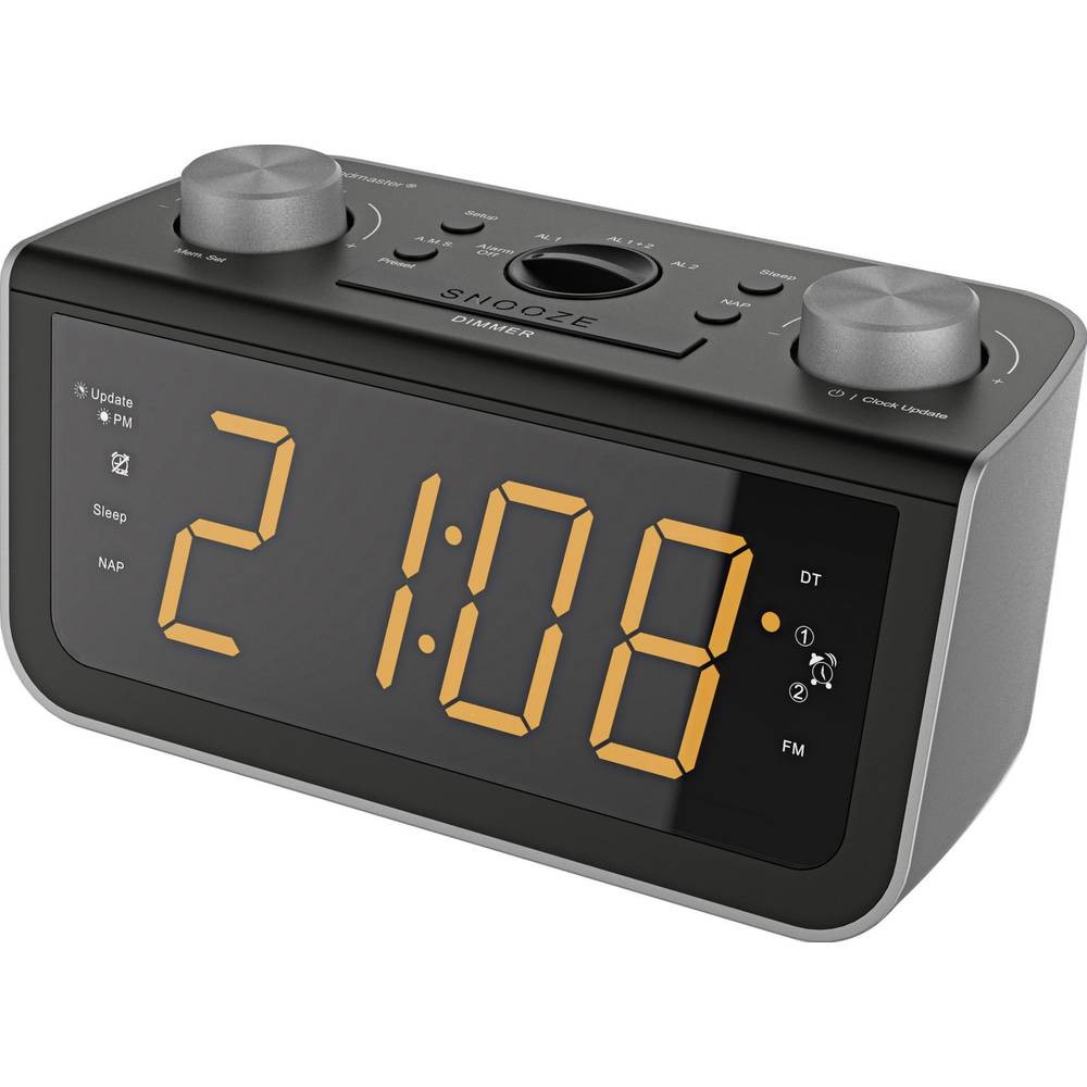 Radio-réveil FM soundmaster FUR5005 noir pour ne plus rater votre réveil le matin