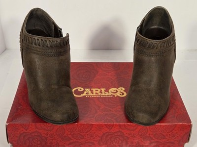 Carlos By Carlos Santana Boots Womens Size 6.5 Brown Rollins Block Heel Booties