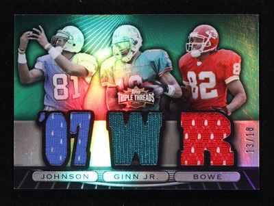2007 Topps Triple Threads Emerald Relic Combos #43 TRC Johnson Ginn Bowe 13/18