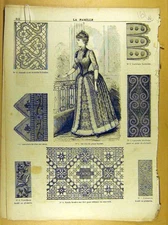 Original Old Antique Print *238 Ladies Fashion Dress Corsage Hat French Costume