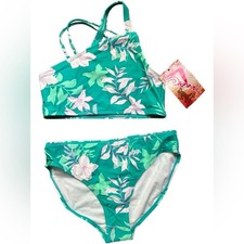 KANU SURF tropical floral JULIA style 1155 bikini set swimsuit set size 14 NWT