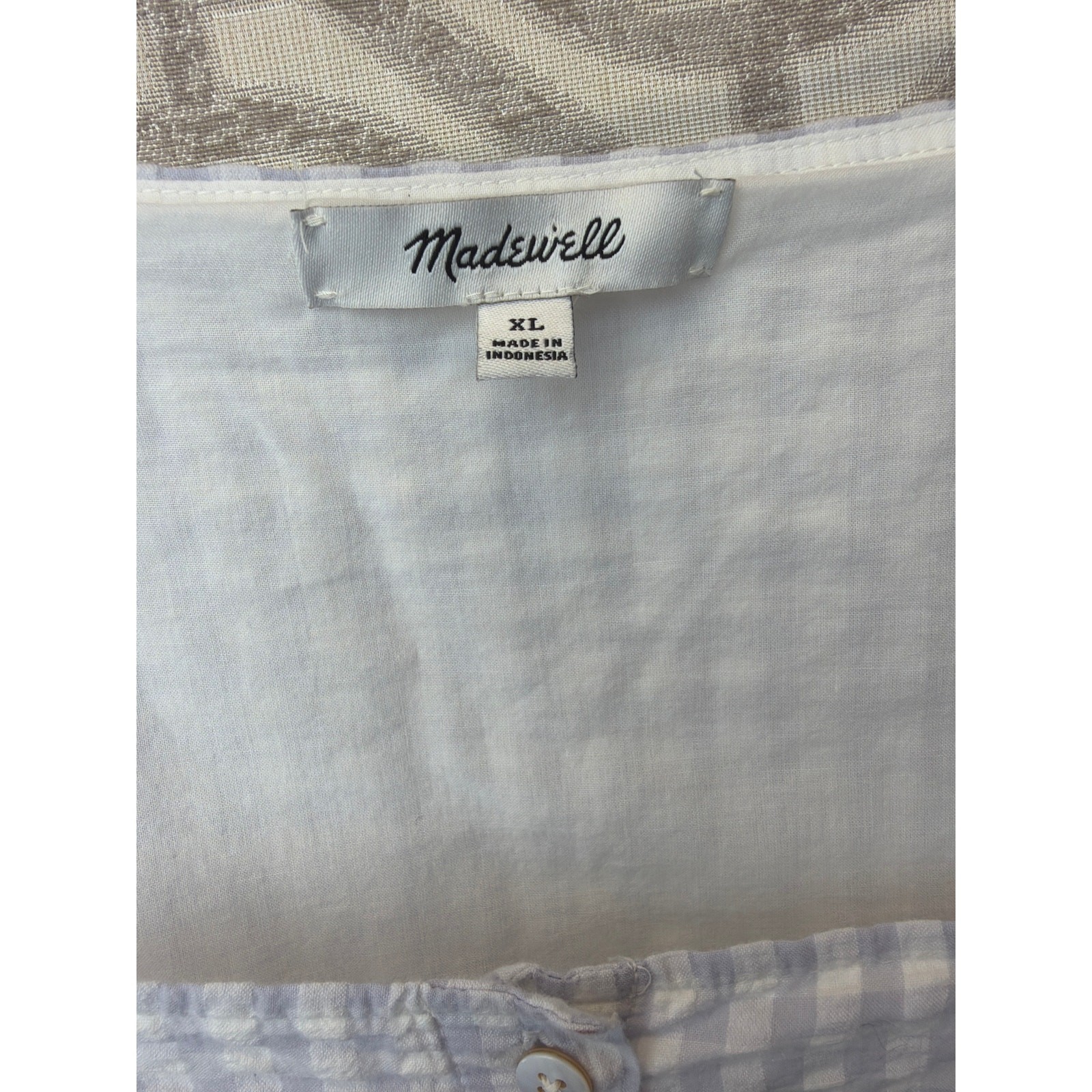 Madewell Patchwork Gingham Button Front Tiered Mi… - image 5